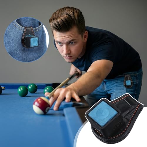 Prasacco Pool Chalk Holder Pool Cue Chalk Holder Magnetic Leather Pocket Clip Snooker Billiard Accessories