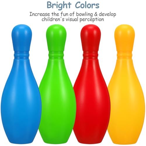 Kisangel Mini Kids Bowling Set, 10 Colorful Pins 2 Balls, 4.33 Inch High Bottles Educational Indoor Outdoor Bowling Game for Boys Girls Age 2+