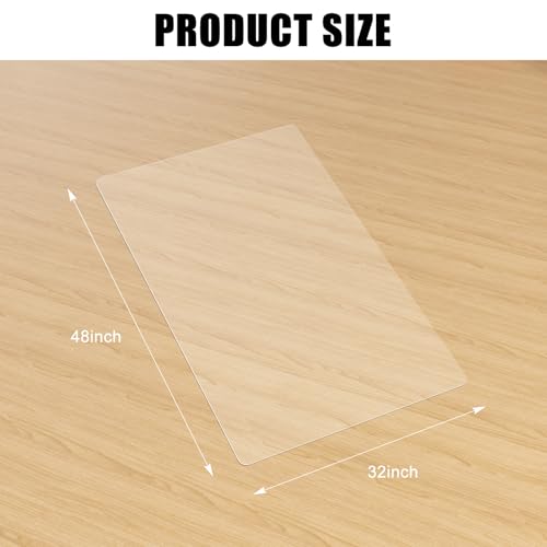 Kuyal Clear Chair Mat, Hard Floor Use, 48" x 32" Transparent Office Home Floor Protector mat Chairmats (48" x 32" Rectangle) - size: 48" x 32" Rectangle