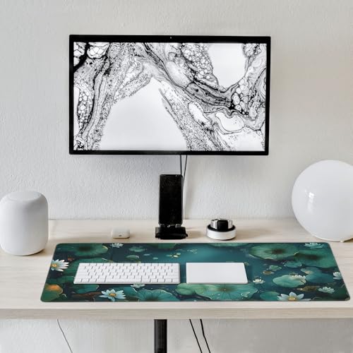 Large Extended Gaming Mouse Pad with Stitched Edges, (35.4X15.7In) Durable Non-Slip Natural Rubber Base, Waterproof Computer Keyboard Pad Mat for Esports Pros/Gamer/Desktop/Office/Home (B) - color: B