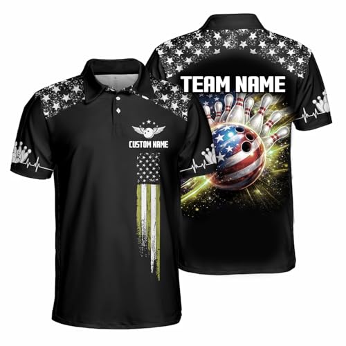 GABITA Personalized Bowling Jerseys for Men, Custom Bowling Polo Shirt, Bowling Shirts Gift for Bowler Team Player - color: A50