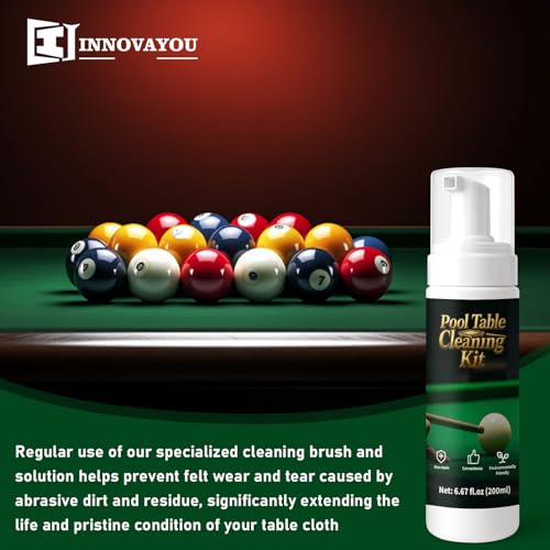 200ml Billiard Tables Cleaner Spray Set, Billiard Felt Cleaner Accessories with 2 Pool Table Brushes, 1 Steel Wire Sponge, 1 Cloth