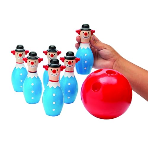 Fun Express Mini Clown Bowling Set – Fun Colorful Bowling Toys Kids – Birthday Parties Classroom Games & Family Entertainment – 7 Piece Mini Bowling Pins (2 1/4”) & Balls Great for Indoor Play