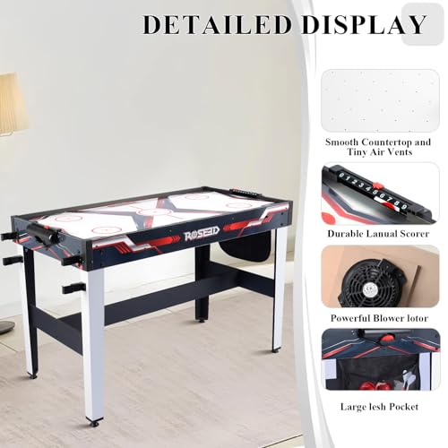 ROSEED 4 in 1 Combo Game Table for Home, Game Room, Friends & Family, Shooting Games, Air Hockey, Basketball, Darts, Multi Game Table