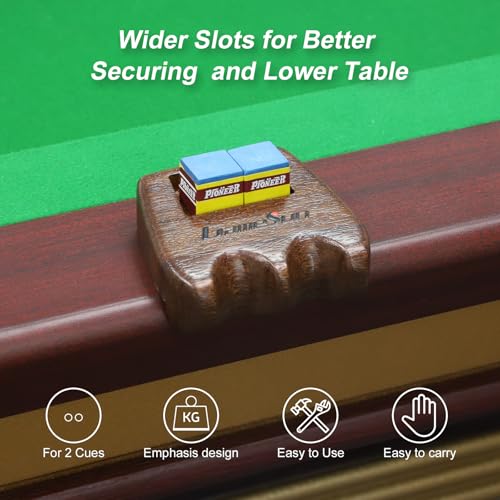 Weighted wooden 2-Cue pool cue stick holder, billiard cue stick holder, chalk holder