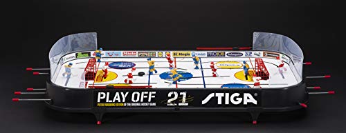 STIGA Table-Top Rod Hockey Game Play Off 21 – Classic Ice Hockey Action with Enhanced Features, Easy Assembly, Includes 2 Pucks – Fun for All Ages - color: White