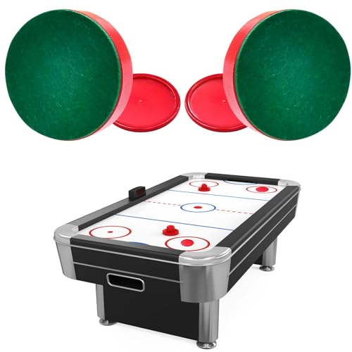 2 Red Air Hockey Pushers and 2 Red Pucks, Mini Air Hockey Pushers and Air Hockey Pucks Great Goal Handles Pushers Goal Handles Paddles Replacement Accessories (76mm)