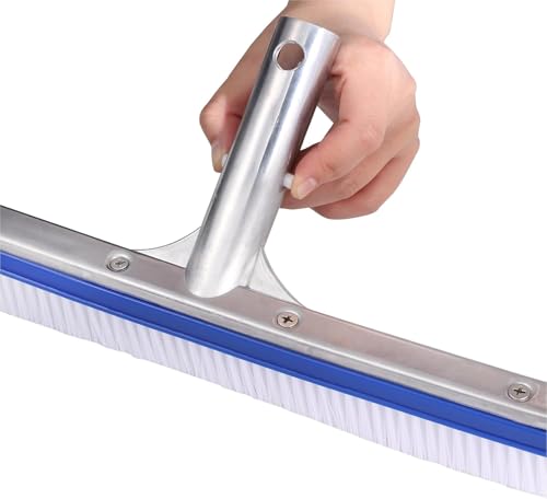 Banax Pool Brush Head, 17.5" Pool Brushes for Cleaning Pool Walls, Curved Ends High-Efficiency Pool Scrub Brush,Premium Nylon Bristles Pool Brush with EZ Clip - color: Nylon Brush