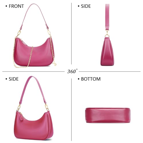 KKXIU Shoulder Bag for Women Cute Hobo Purses and Handbags Retro Clutch Underarm Purse | Cute - color: Rosered