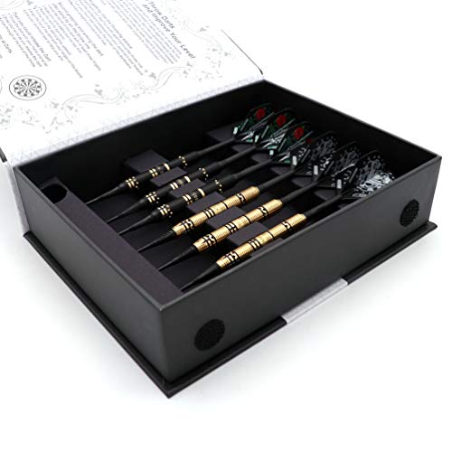 CUESOUL Jazz - Soft Tip Darts Set 19 Grams with 6pcs AK5 Plastic Integrated Flights & 36pcs Plastic Tips for Electronic Dart Board - color: Black Rose + White Skull