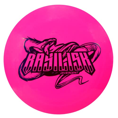 Divergent Discs Basilisk Long Range Disc Golf Driver for Beginners | Easy-to-Throw Max Grip Plastic - color: Pink