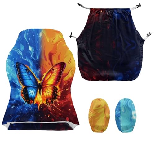 Butterfly Flame Water Print 4 Pieces Gaming Chair Covers Slipcovers Stretch Game Chair Cover with Armrest Covers Universal Fit Rotating Gaming Armchair Protector - color: Butterfly Flame Water
