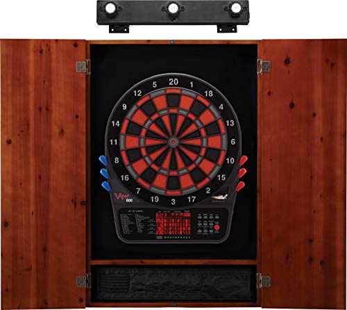 Viper 800 Electronic Dartboard, Metropolitan Espresso Cabinet, Laser Throw Line & Shadow Buster Dartboard Light Bundle - color: Cinnamon, style: No Throw Line