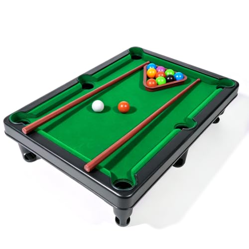 Mini Pool Table Set Portable Small Tabletop Billiards Game with 2 Sticks, 16 Balls and Triangle for Travel Party