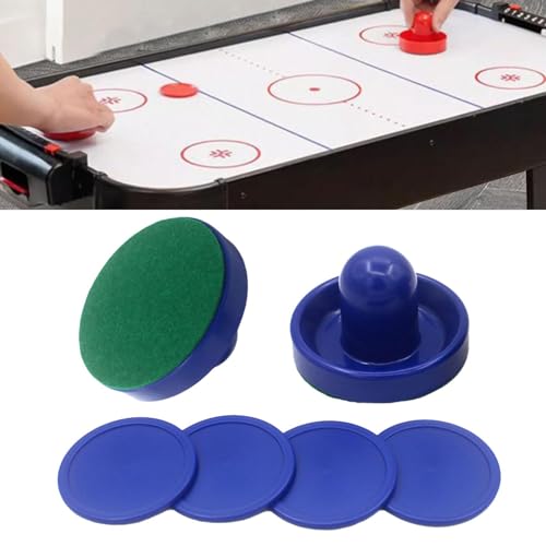 2 Pieces Air Hockey Pushers Air Hockey Pucks Tabletop Game Paddles Goal Handles Replacement Accessories with Design Suitable for Children - color: 2 Blue Pushers