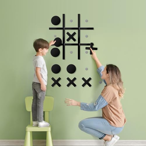 Magnetic Tic Tac Toe Game Home Wall Decor for Kids&Adults, Wall-Mount Game for Modern Office Classroom Fun Playroom Hallway Decor Wall Stickers Toys,Best Gift for Family, Friends (no Punching)