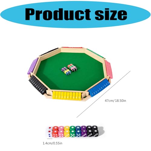Wooden Shut The Box Game 8 Player, Shut The Box-Wooden Dice Board Game, Creative Play Essential with Colorful Board and 16 Dices Accessories for Enhancing Role Playing Activities Interactive Play