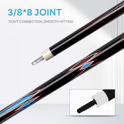Carbon Fiber Pool Cue 58" 2-Piece Cue Stick Professional Cue Carbon Technology Low Deflection Billiard Cues(Weight can be Adjusted) - color: Flame, size: 11.5mm