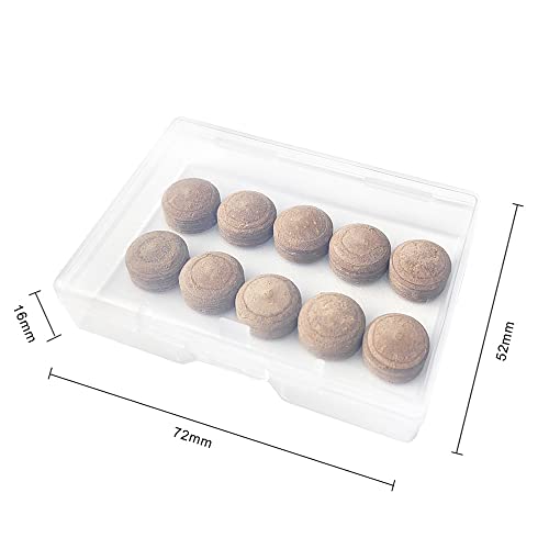 10pcs 13mm Pool Cue Tips Billiard Head Brown Multiple Layers Pig Skin H Hardness
