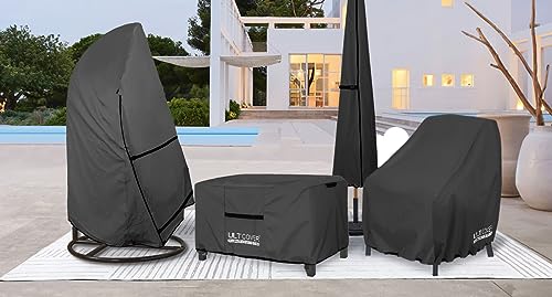 ULTCOVER Outdoor Coffee Table Cover, Waterproof Rectangular Patio Small Side Table Cover 50x30x18 inch, Black - color: Black, size: 50x30 inch