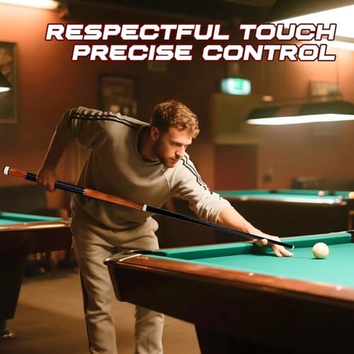 HMQQ Carbon Fiber Pool Cue Stick 58” 2-Piece, Low Deflection Billiard Cue, 11.5mm Pro Shaft, Adjustable Weight, Professional Pool Stick with Case, 19oz, 3/8x10 Joint, for Men Women Players - color: Oak