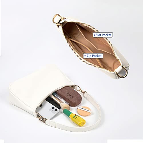VODIU Clutch Tote Handbags with 2 Removable Straps and Zipper Closure Crossbody Bags Shoulder Purse Handbag for Women - color: White