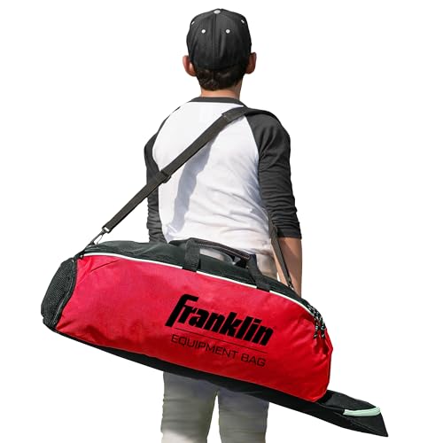 Franklin Sports Youth Baseball + Softball Bat Bag - Boys + Girls Tee Ball, Softball + Baseball Bag for Kids - color: Red