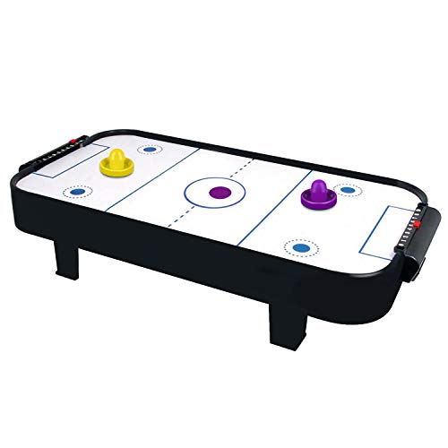 ONE250 Air Hockey Pushers and Red Air Hockey Pucks, Goal Handles Paddles Replacement Accessories for Game Tables (4 Striker, 4 Puck Pack) - color: Purple & Yellow