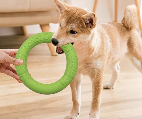 Dog Flying Disc, Premium Quality Flyer Dog Toy for Outdoor & Indoor Fun, Tension Ring Dog Toy for Throwing, Catching, Swimming & Training (Green, 7 in)