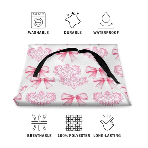 Manfei Blue Bowknot Kids Kitchen Apron - color: Light Pink