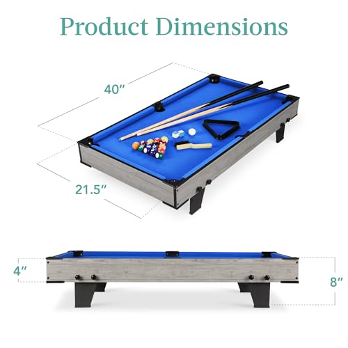 Best Choice Products Tabletop Billiard Table, Pool Game Table for Living Room, Game Room w/ 2 Cue Sticks, Ball Set, Storage Bag - color: Gray