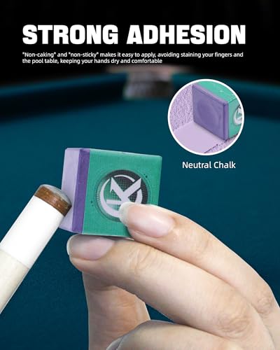 KONLLEN Magnetic Pool Chalk Holder and Nano Cue Chalk Set, Low-Dust Billiard Chalk Combo with Quick One-Hand Access for Better Grip and Control - color: Purple-2 piece