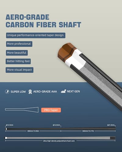 KONLLEN Carbon Fiber Pool Cue 2.0, 58-inch Low Deflection Billiard Stick for Adults with 12.5mm Tip and Pro Taper - color: 016 AK-10YF 2.0 set-black