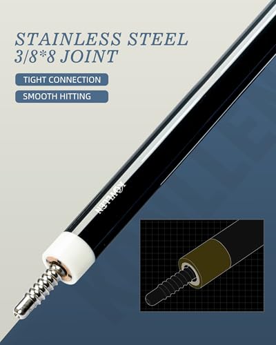 KONLLEN 58 Inch 19oz Carbon Fiber Pool Cue Stick | low deflection,10.5/11.5/12.5mm tips,weight-adjustable design,3/8x8 joint,handcrafted inlay,premium handle - color: AING-1WF Cue-12.5mm