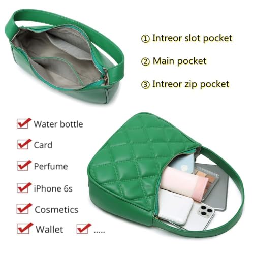 CYHTWSDJ Shoulder Bags for Women, Cute Hobo Tote Handbag Mini Clutch Purse with Zipper Closure - color: Green Gp