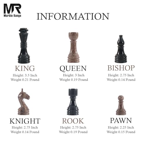 Marble Chess Set 15" Inches Black and Oceanic with Storage Box and 2 Extra Queen Handmade Luxury Board Games for Adults, Ideal Marble Chess Board Game Set & Chess Pieces - color: Black & Oceanic
