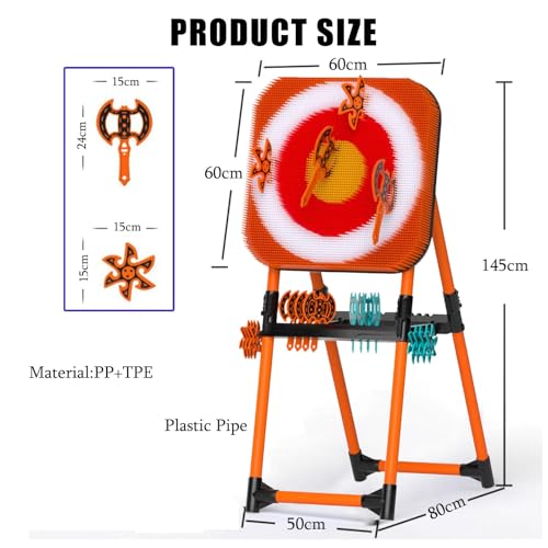 Axe Throwing Game Set, Outdoor Dartboard with 8 Darts & 8 Flying Axes, Foldable Storage for Family Fun, Parent-Child Activities, Office Stress Relief Orange-Plasticpipe