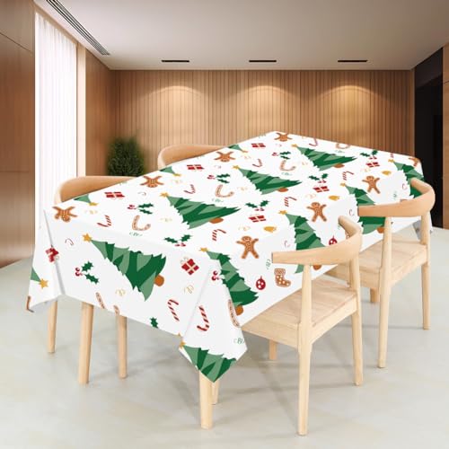 2 Pack Christmas Plastic Table cloths Xmas Plastic Table Covers Disposable Table Cloths Christmas BBQ Picnic Parties TableCovers Waterproof TableCloth Oil-Proof Christmas Tree Table Covers 54 x 108 in - color: Xmas Rree