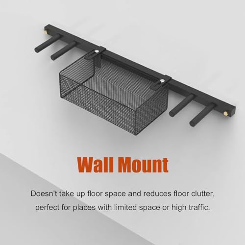 2 in 1 Wall Mounted Ball Holder Racket Rack, Hanging Equipment Organizer for Boys Bedroom/Studio/Garage, Metal Badminton Ping Pong Paddle Storage Display Stand