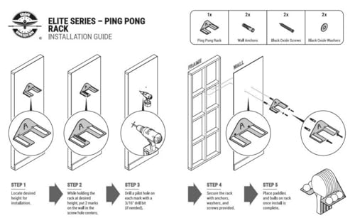 IRON AMERICAN Ping Pong Wall Rack, Made in USA - 1.375 Inch Slot for Balls and 3.25 Inch Slot for Paddles, Ping Pong Ball Holder Table Tennis, Hardware Included 5 Pack - style: 5-PACK