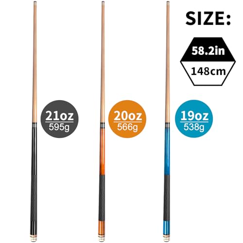 AKLOT Pool Cues,58" Pool Cue Stick Canadian Maple Wood Billiard Cues Sticks for Professional Billiard Players 18 19 20 21 oz - color: 19 20 21 oz 3 Cues