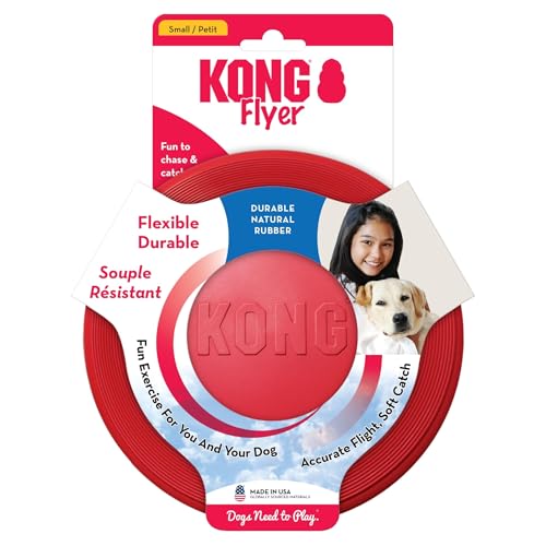 KONG Flyer - Durable Dog Toy for Outdoor Playtime - Natural Rubber Flying Disc, Dog Toy for Fetch - Safer Disc for Healthy Activity - for Small Dogs (Pack of 2) - size: Small(2-Pack)