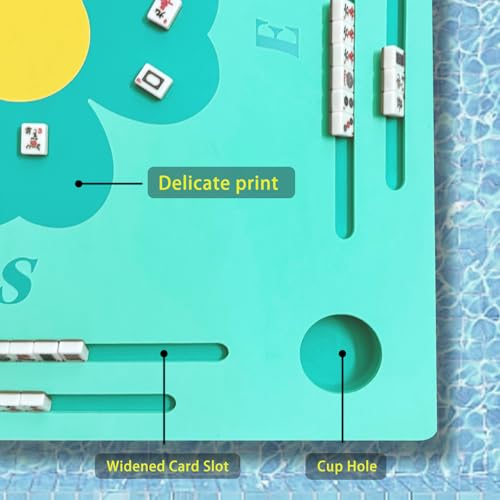 Floating Mahjong Table for Pool, Double-Sided Waterproof Game Tray with Cup Holders, EVA Floating Game Table for Pool, Pool Mahjong Table Floating for Mahjong, Poker, Cards, Dominoes & Scrabble