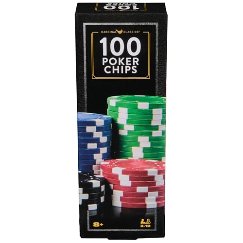 Spin Master Games, Cardinal Classics, 100-Piece Poker Chips Set, Classic Family Board Game, Poker Set for Beginners & Experts, Kids & Family, 2-10 Players, for Ages 8 & Up - style: Heavy Weight 100 pcs Porker Chips
