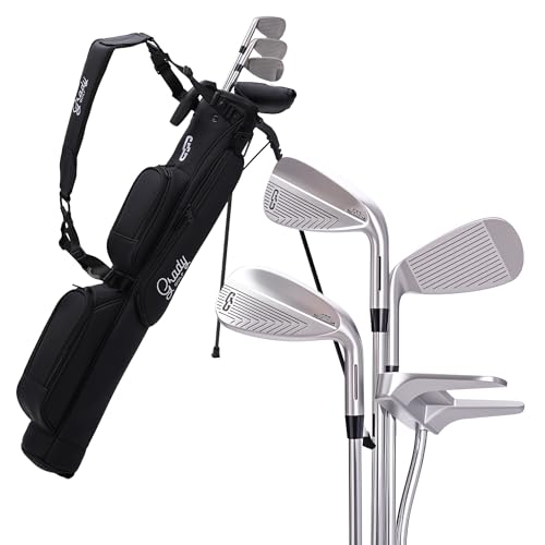 Golf Club Set - Starter Golf Clubs for Men with Sunday Stand Bag - 5-Piece Game Improvement Irons Set Including 5i, 7i, PW, Putter, and Bag. Premium 431 Stainless Steel, Hollow Body Design - color: Silver