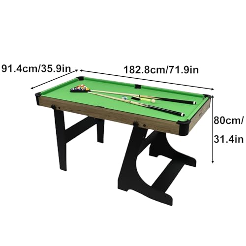 Folding Pool Table, Indoor Billiard Table Game Set with Cues, Balls, Rack, Chalk and Brush, Portable Design for Home, Office, Party, Garage(Blue,154x78x80cm/60.6x30.7x31.4in)