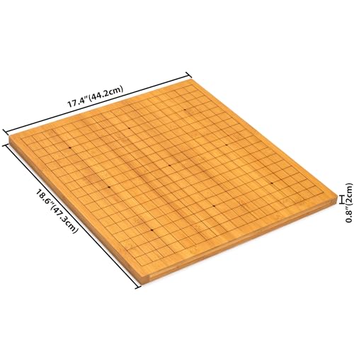 Yellow Mountain Imports Bamboo Etched Reversible 19x19 / 13x13 Go Game Set Board (0.8-Inch) with Double Convex Melamine Stones and Bamboo Bowls - Classic Strategy Board Game (Baduk/Weiqi)