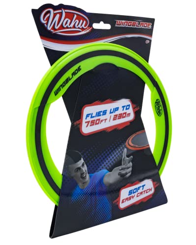 Wahu WingBlade Aerodynamic Flying Disc Throw and Catch Toy, 10" Outdoor Soft Rubber Frisbee Disc, Flies up to 750', Green - color: Green