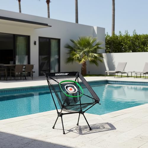 SENSECLUB Foldable Chipping Net & Floating Green, Indoor Golf Practice Chipping Target, Backyard Golf Game & Gifts - style: Pro Net +Mat +Balls