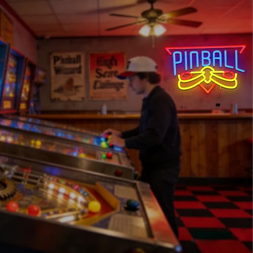 Pinball Neon Sign for Wall Decor, Arcade Game Led Signs for Business, USB Dimmable Retro Gaming Neon Lights for Game Room Mall Gamer Hall Garage Bar Club Man Cave Arcade Wall Art - style: Pinball